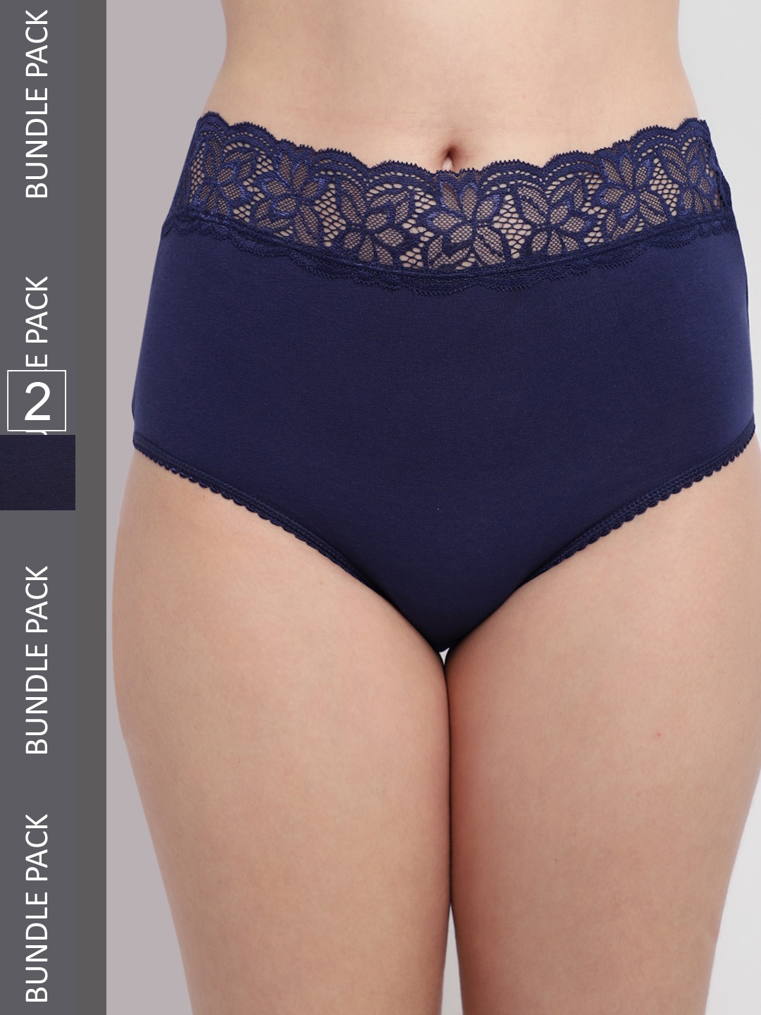 

Jinfo Women Pack Of 2 Hipster Briefs, Navy blue