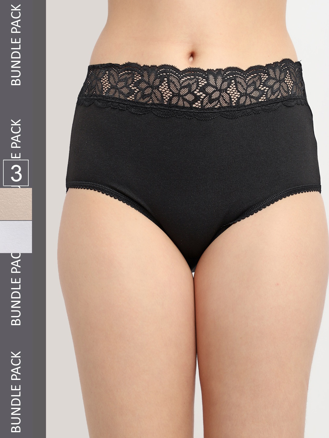 

Jinfo Women Pack Of 3 Solid Hipster Briefs, Black