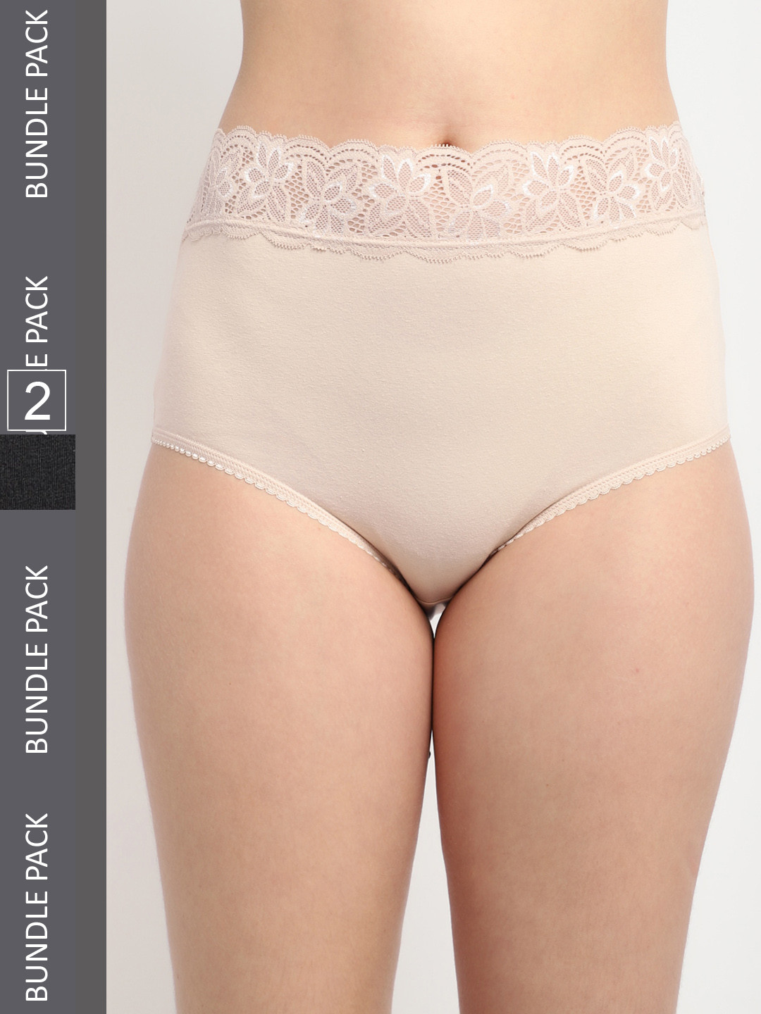 

Jinfo Women Pack Of 2 Laced Hipster Briefs, Black