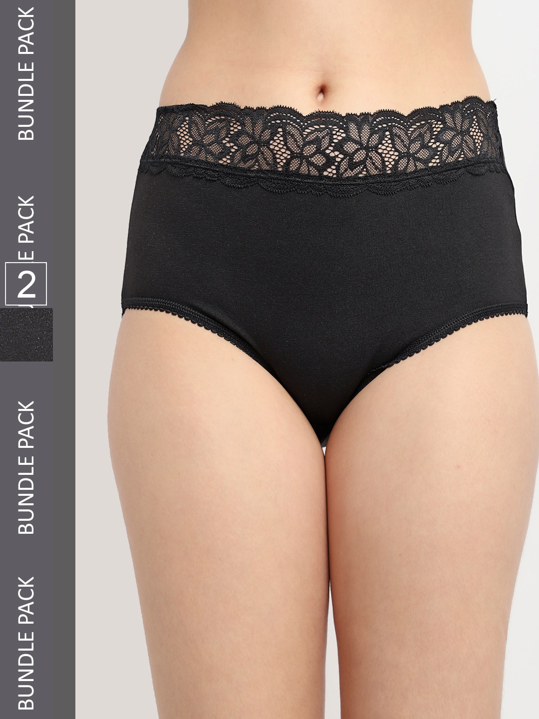 

Jinfo Women Pack Of 2 Solid Hipster Briefs, Black