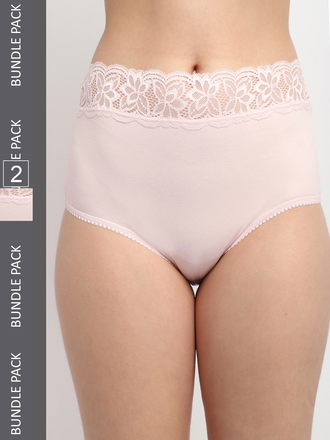 

Jinfo Women Pack Of 2 Laced Hipster Briefs, Pink