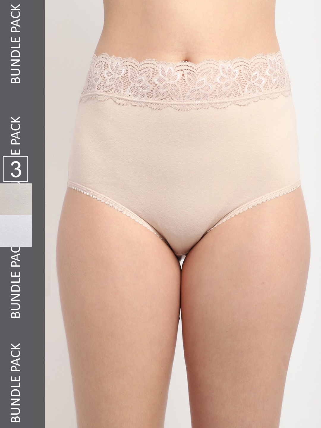 

Jinfo Women Pack of 3 Cotton Hipster Briefs, Nude