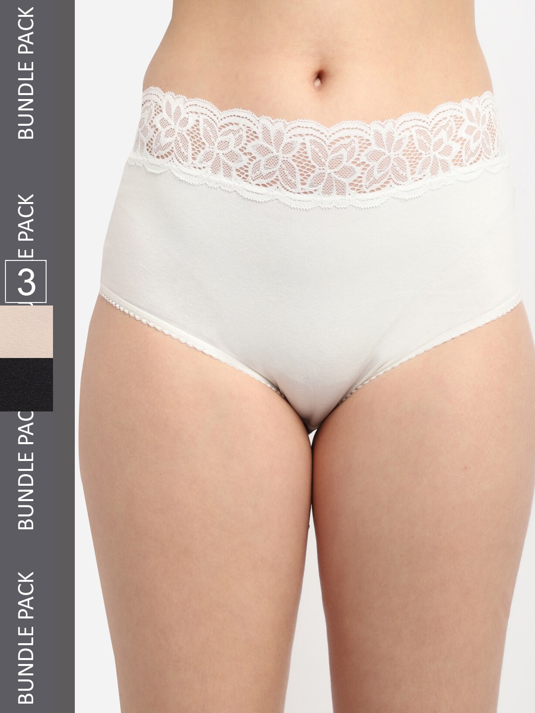 

Jinfo Women Pack Of 3 Laced Mid-Rise Hipster Briefs, Black