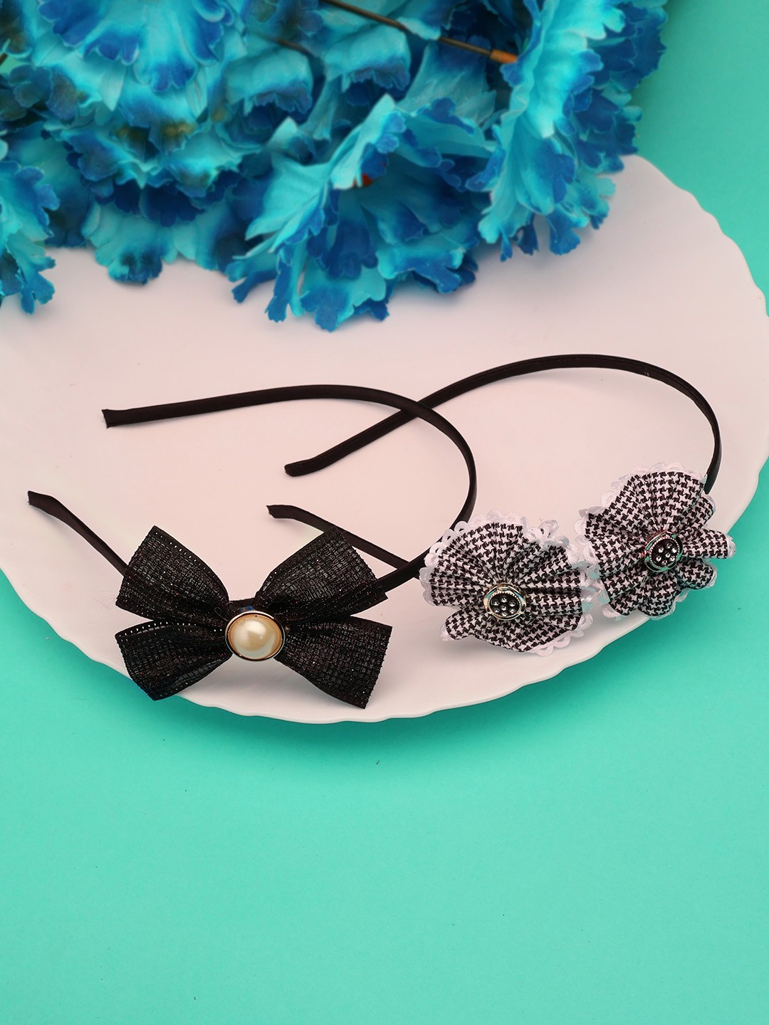 

LAIDA Girls Set of 2 Embellished Hairband, Black