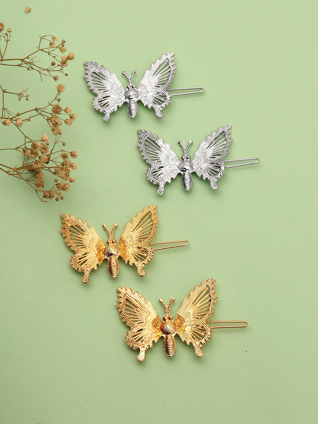 

LAIDA Women Set of 4 Metal Embellished Hair Accessory Set, Gold