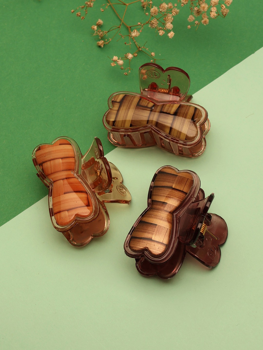 

LAIDA Women Set of 3 Metal Claw Clip, Brown