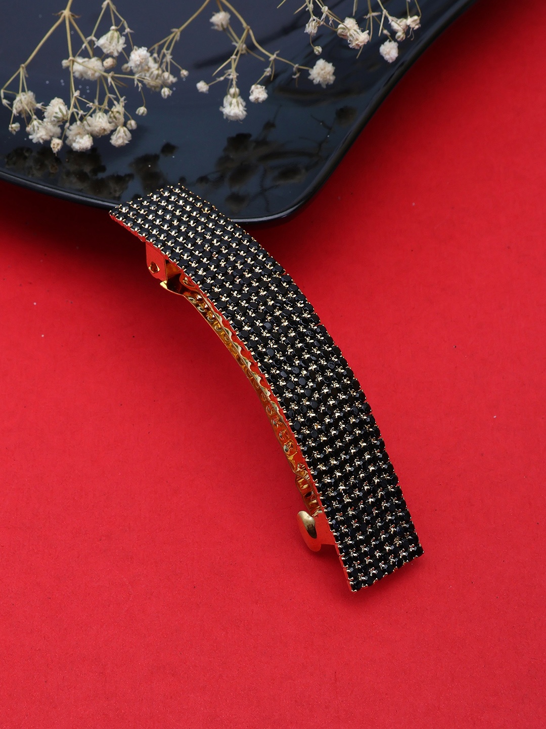 

LAIDA Women Metal Embellished French Barrette, Black