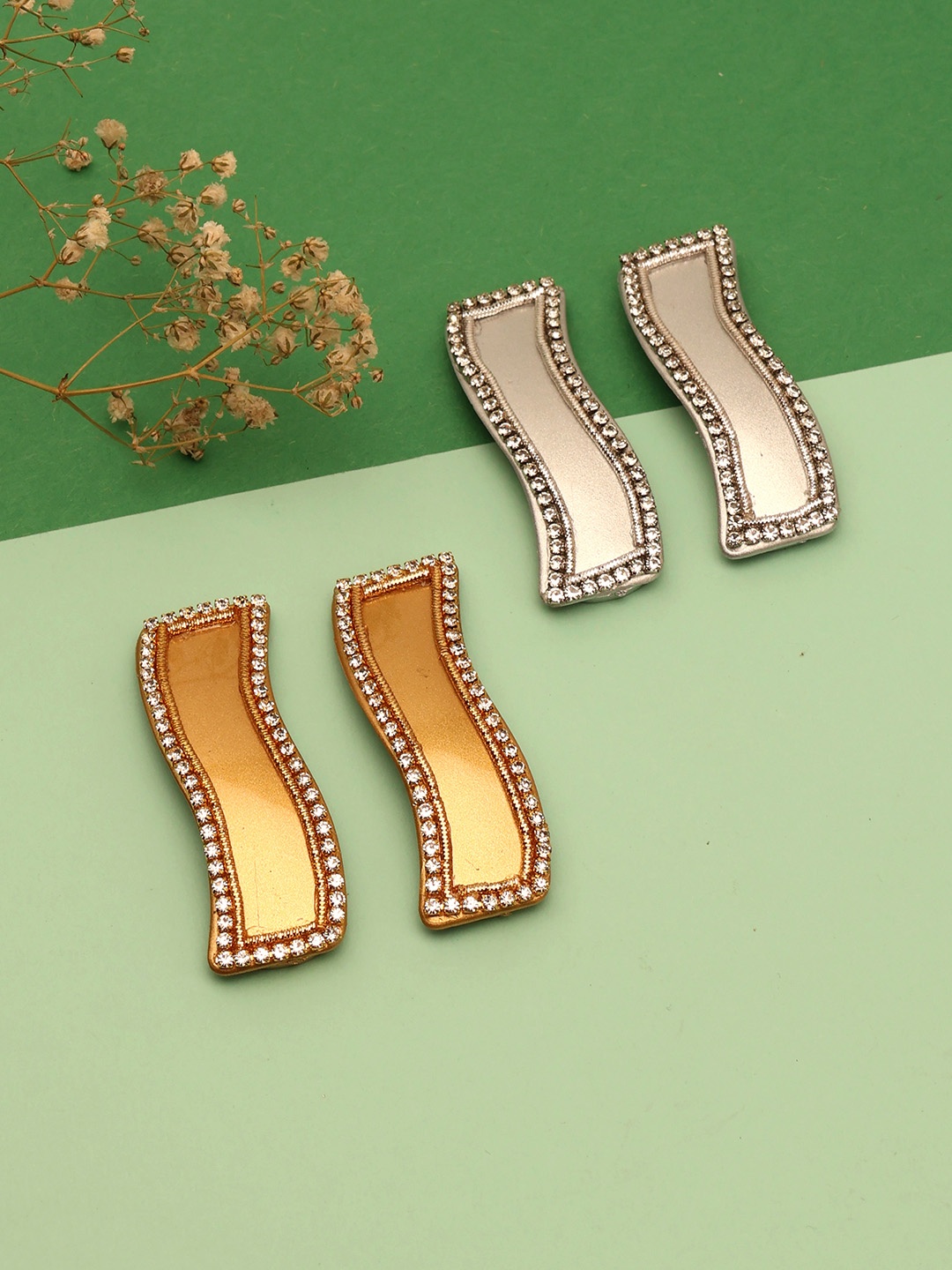 

LAIDA Women Set of 4 Embellished Metal Tic Tac Hair Clip, Gold