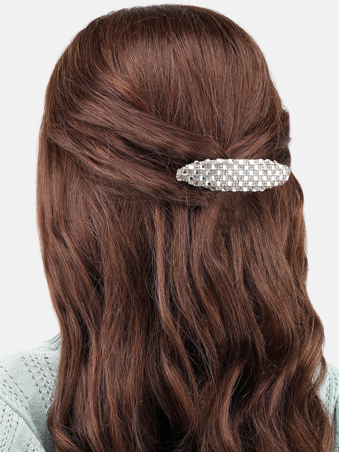 

LAIDA Women Embellished Metal French Barrette, Silver