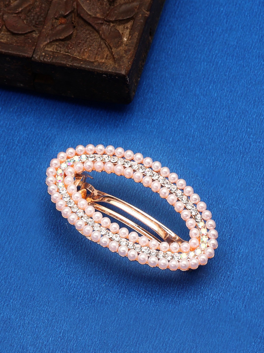 

LAIDA Women Metal Embellished French Barrette, Rose gold