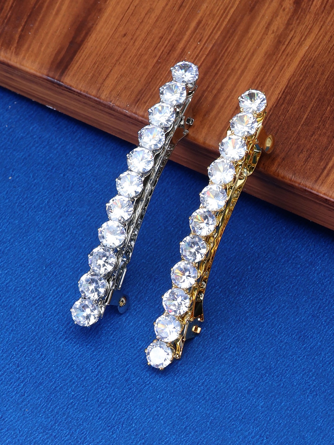

LAIDA Women Set of 2 Metal Embellished French Barrette, Gold