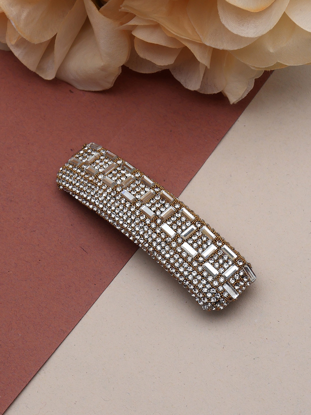 

LAIDA Women Embellished Metal French Barrette, Gold