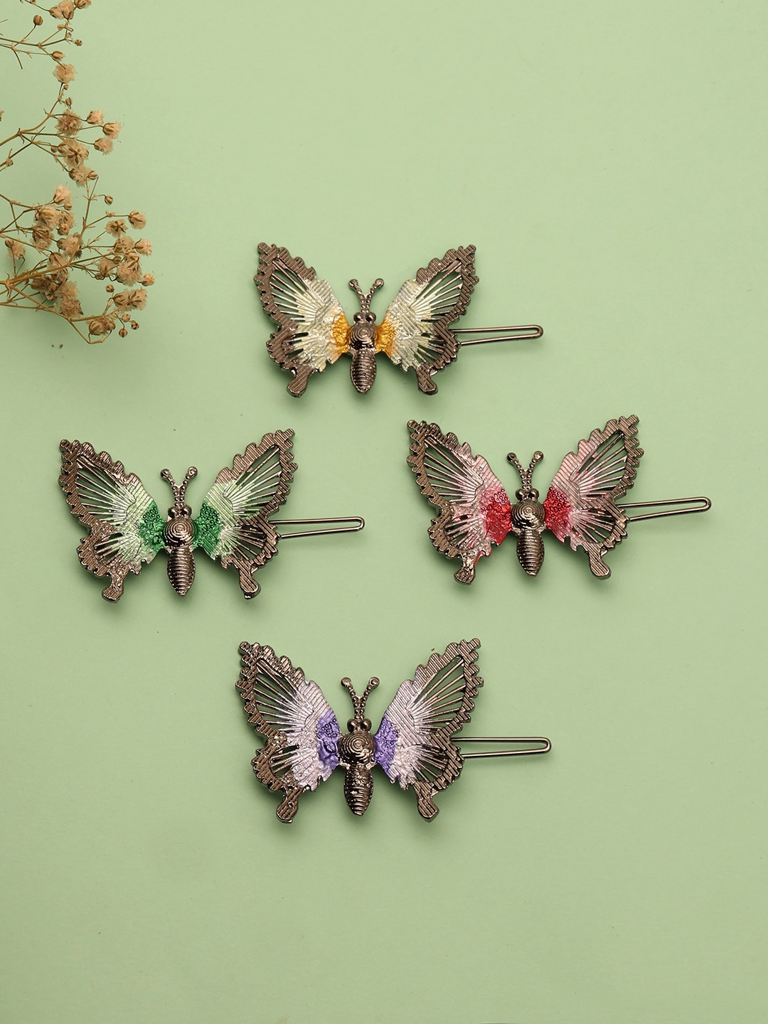 

LAIDA Women Set of 4 Metal Embellished Hair Accessory Set, Multi