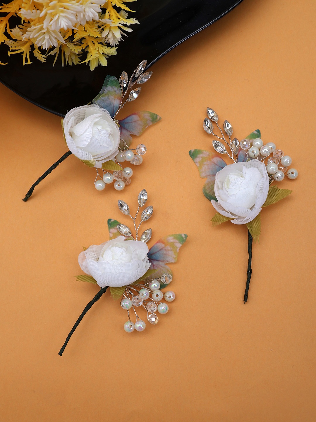 

LAIDA Women Set of 3 Embellished Hair Accessory Set, White