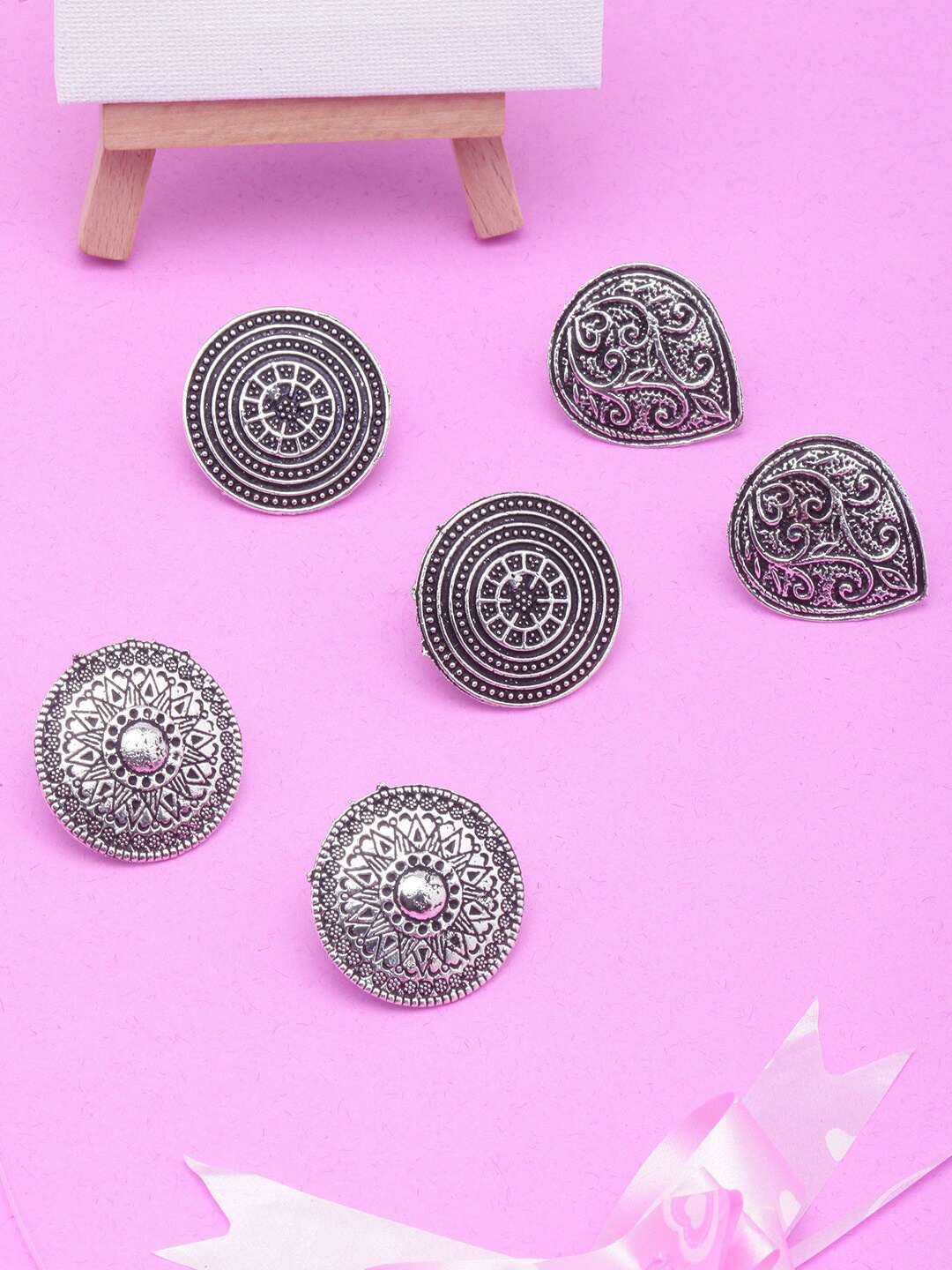 

DIVA WALK Set Of 3 Silver-Plated Geometric Studs