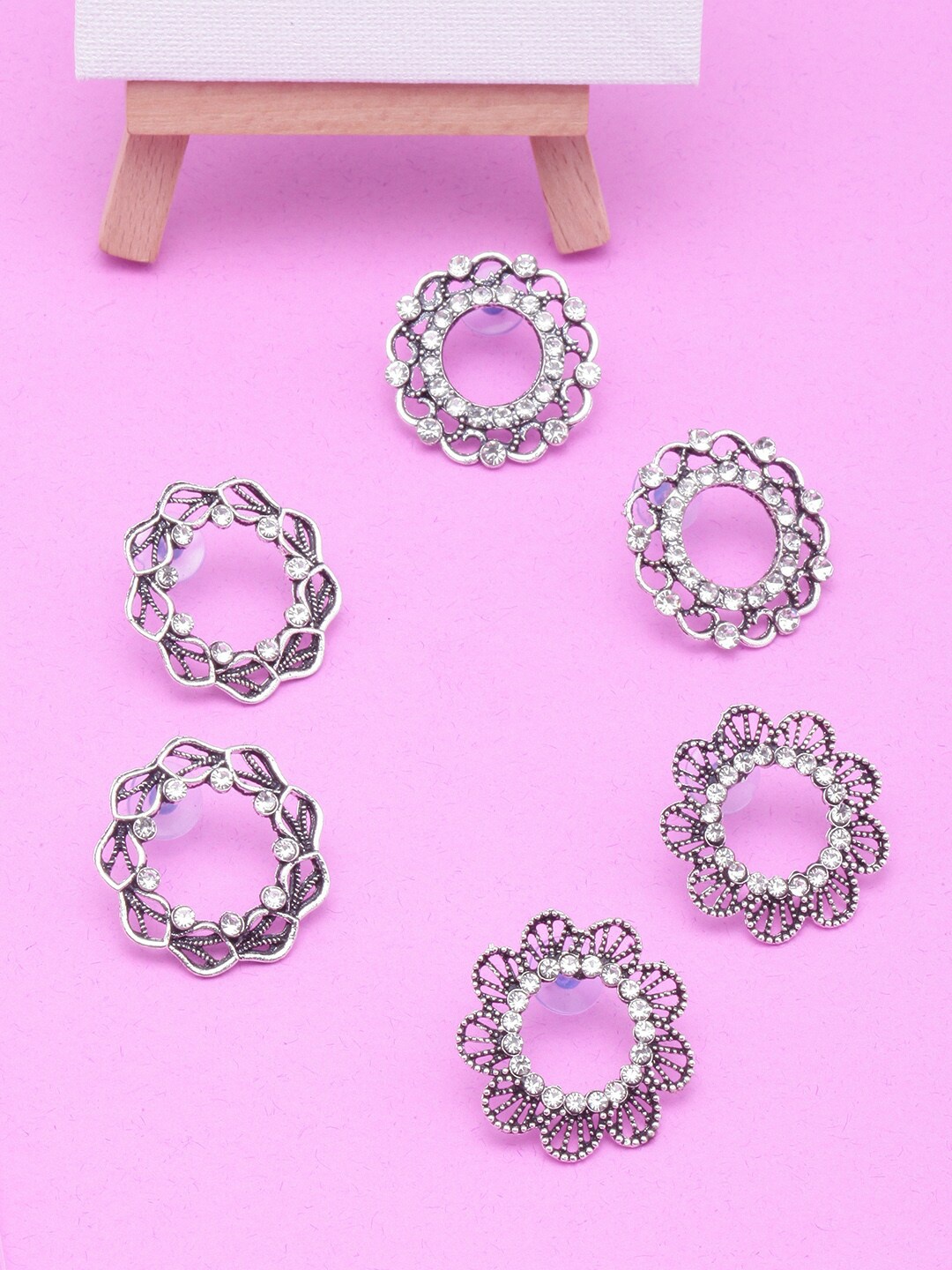 

DIVA WALK Set Of 3 Silver-Plated Circular Studs