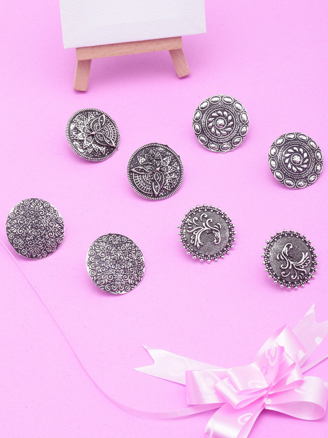

DIVA WALK Set Of 4 Silver-Plated Circular Studs
