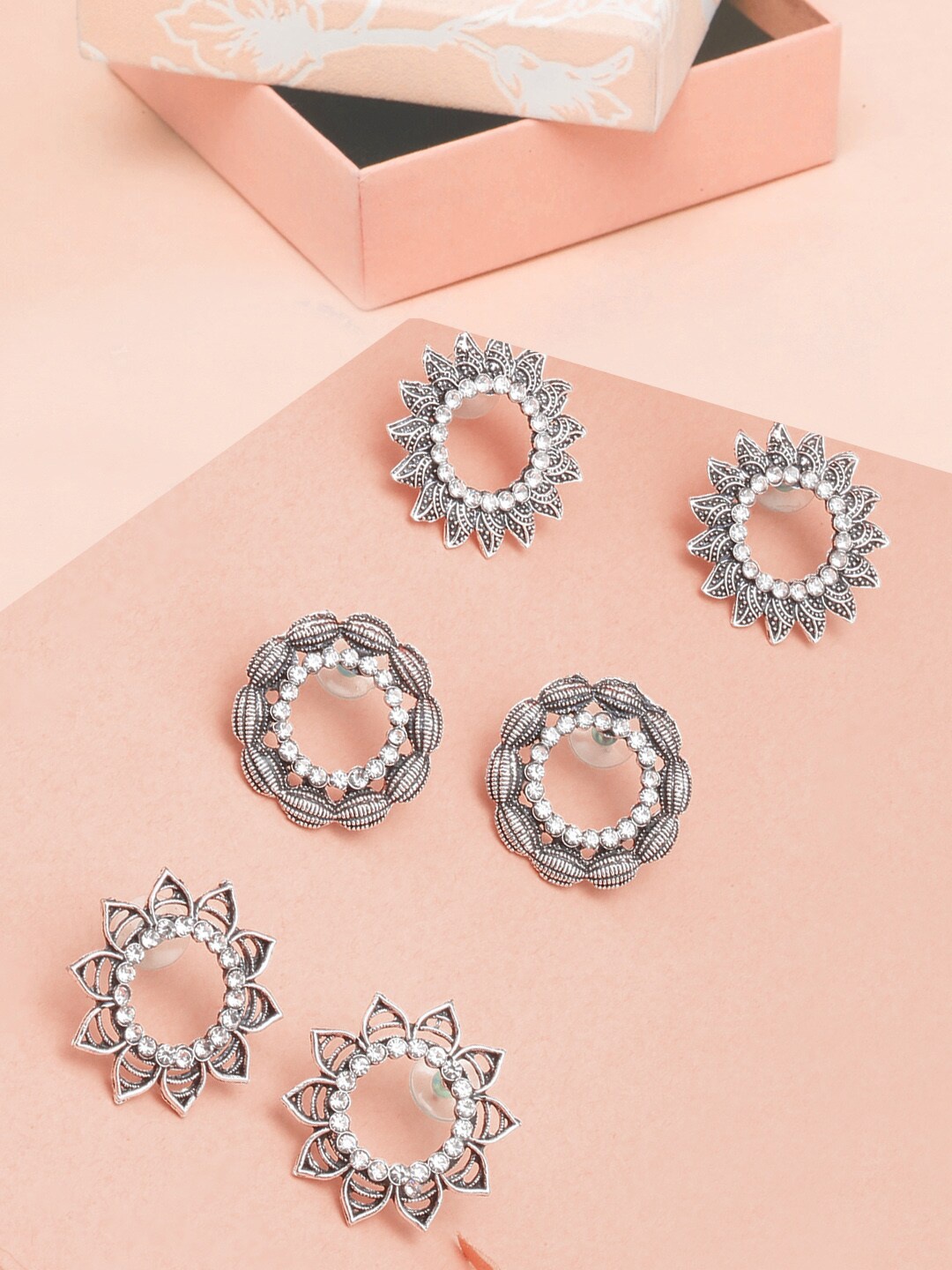 

DIVA WALK Set Of 3 Silver-Plated Circular Studs