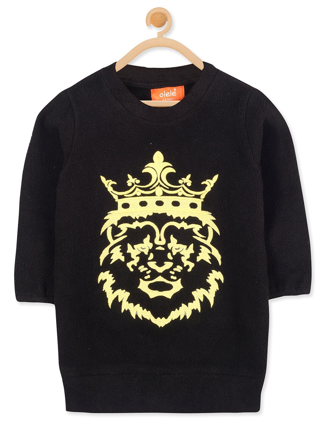 

Olele Girls Lion Embroidered Sweatshirt, Black