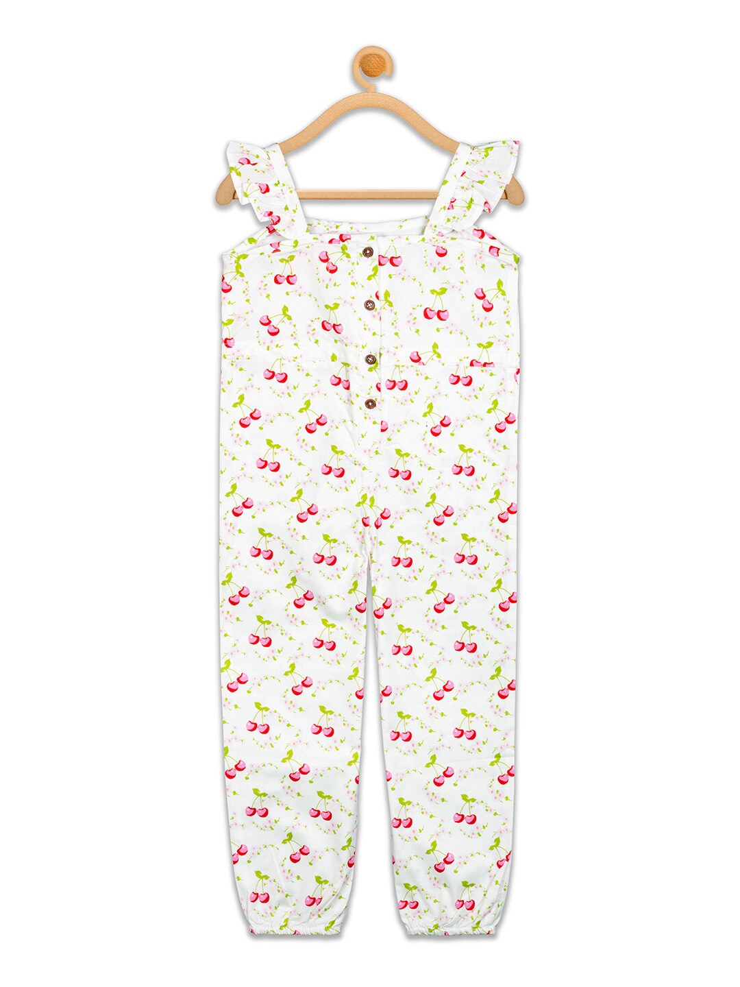 

Olele Girls Printed Cotton Basic Jumpsuit, Off white