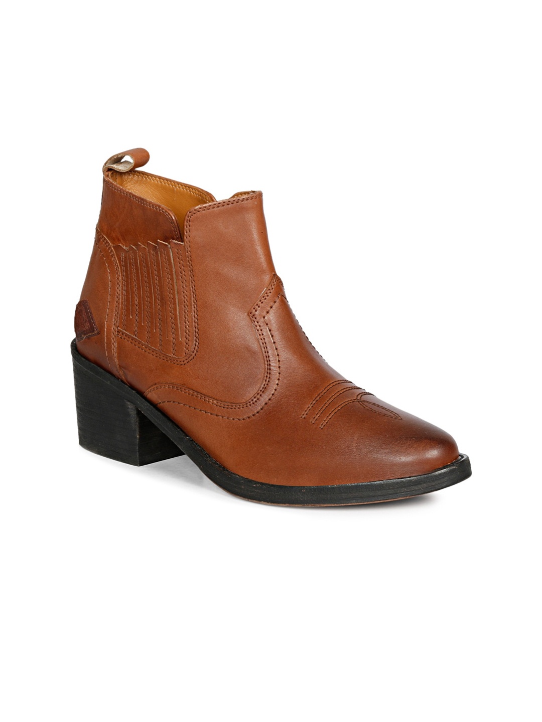 

Saint G Women Leather Mid-Top Boots, Tan