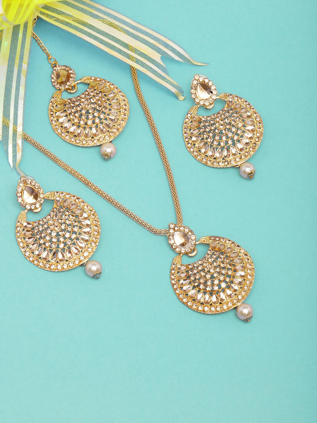 

DIVA WALK Gold-Plated Stones-Studded Jewellery Set