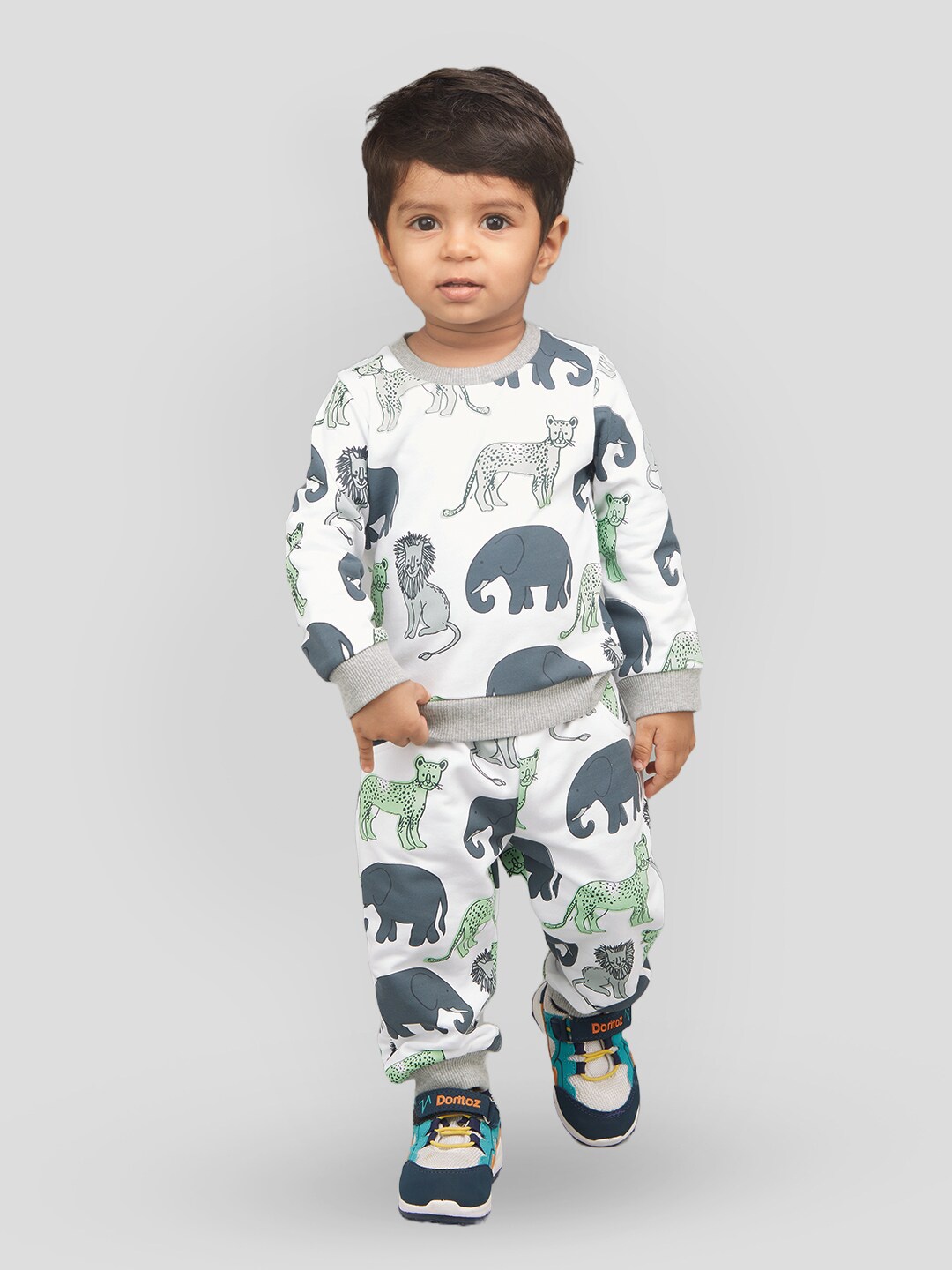 

Zalio Boys Printed T-shirt with Pyjamas, White