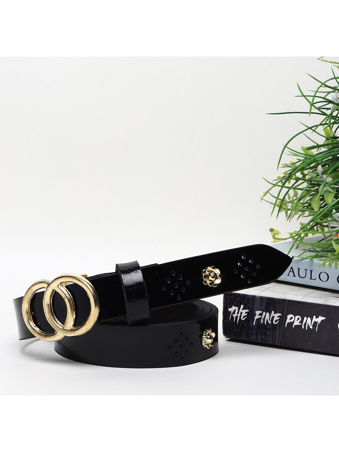 

Swiss Design Women Embellished Slim Belt, Black