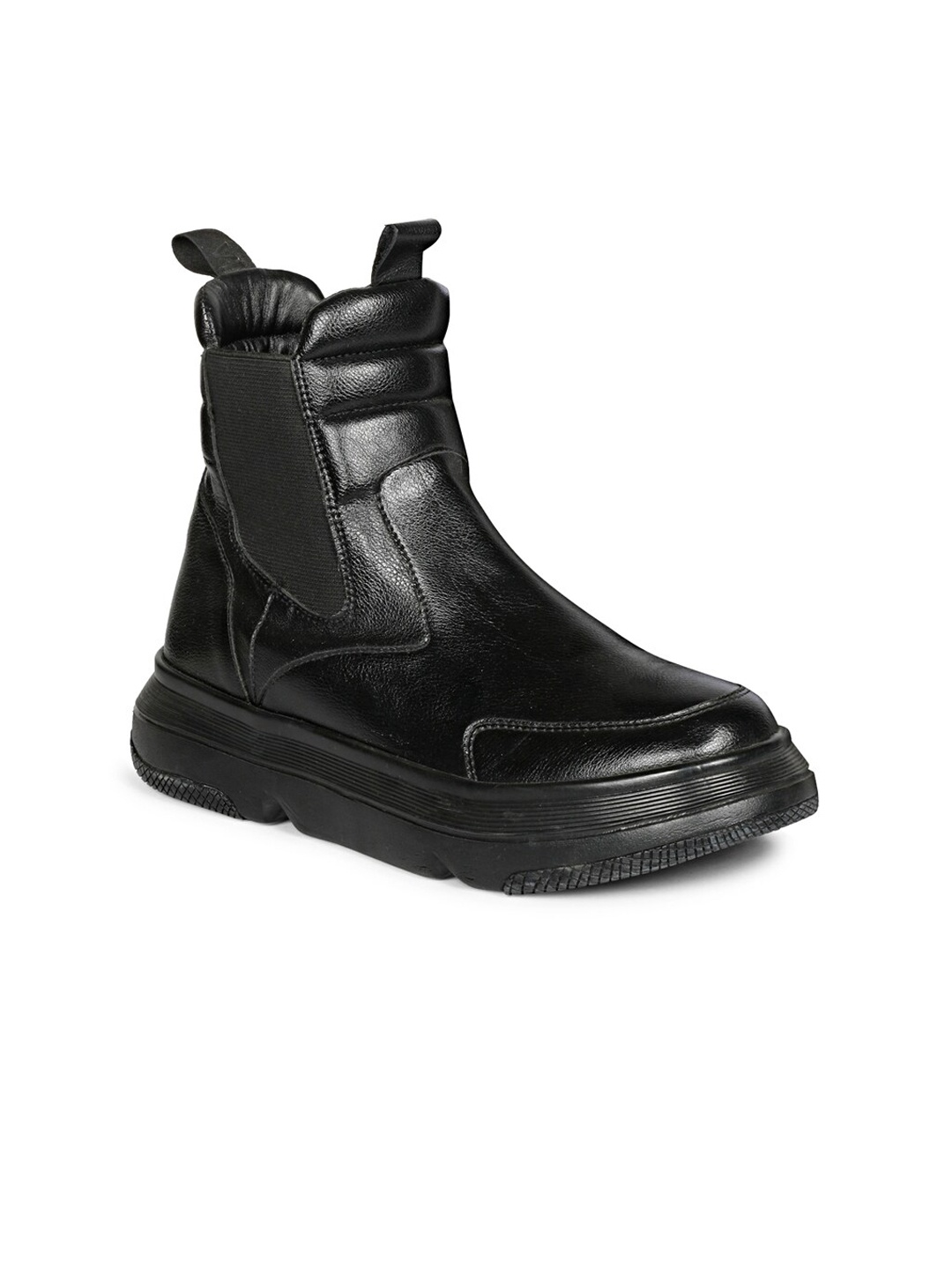

Saint G Women Leather High-Top Chelsea Boots, Black