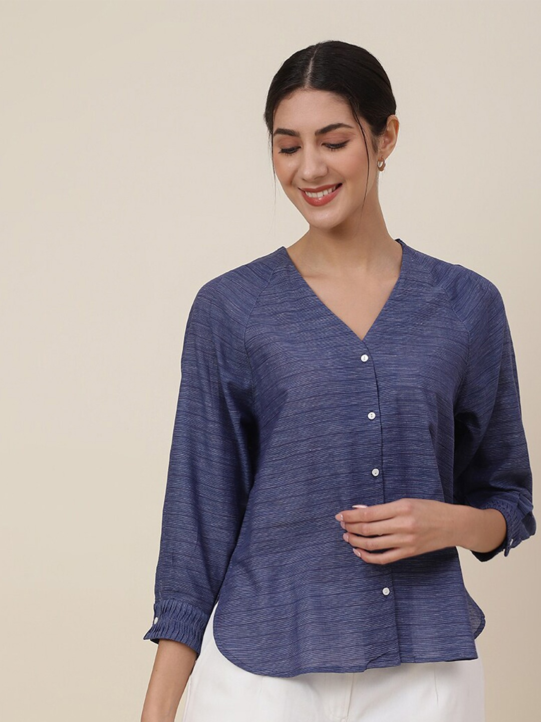 

Fabindia Blue Striped Top