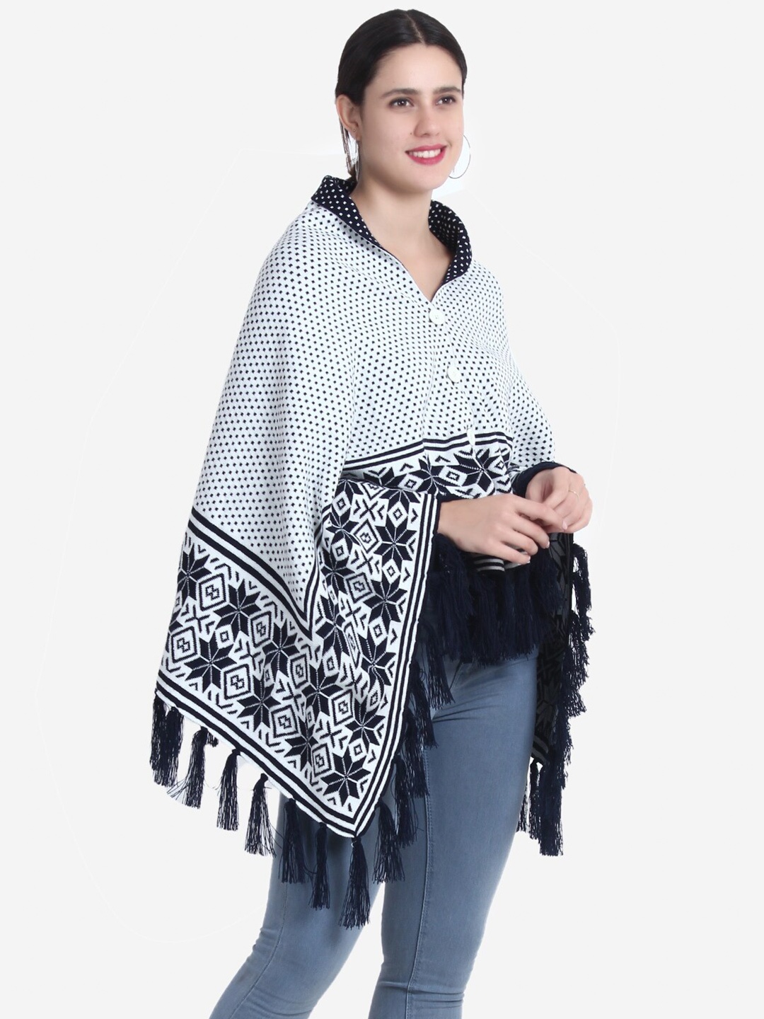 

JoE Hazel Women Acrylic Poncho, White