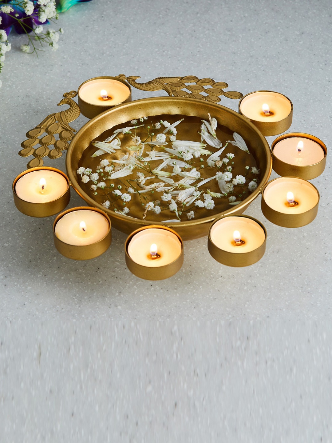 

Home Centre Gold Potpourri Bowl With T-Light Holder