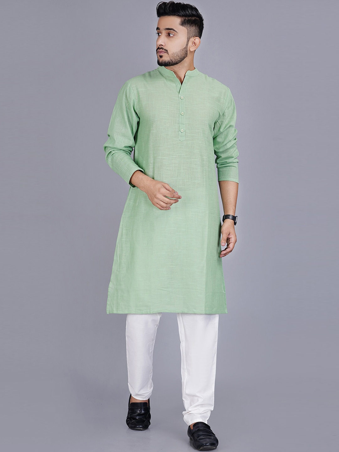 

ORTANGE Men Pure Cotton Kurta with Trouser, Green