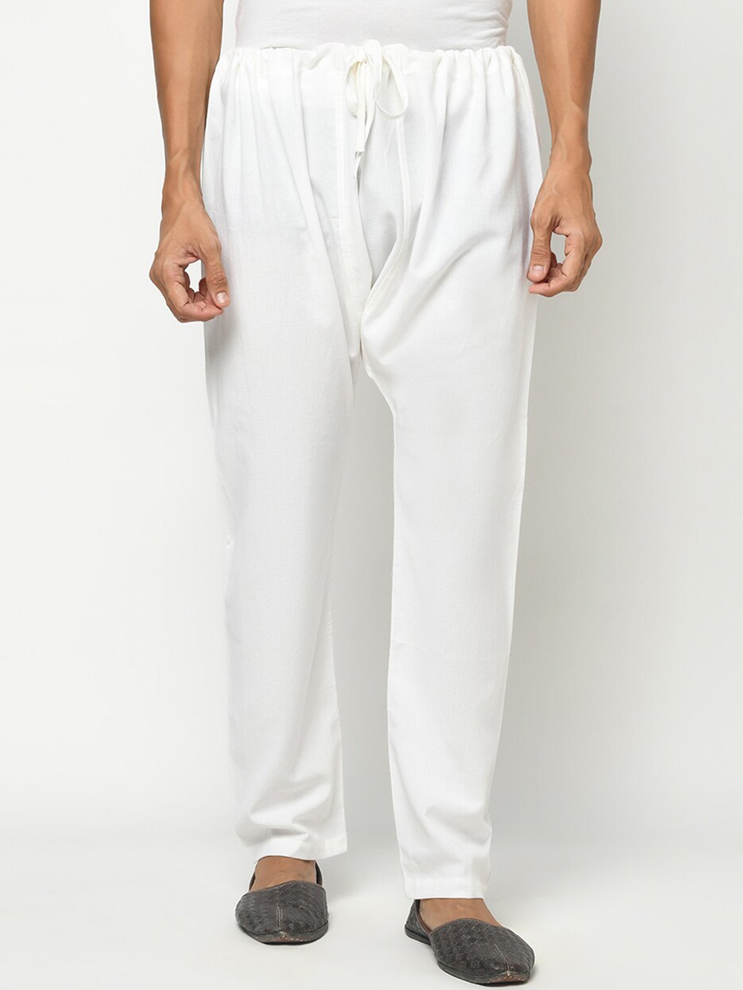

Fabindia Men Comfort Fit Cotton Pyjamas, White