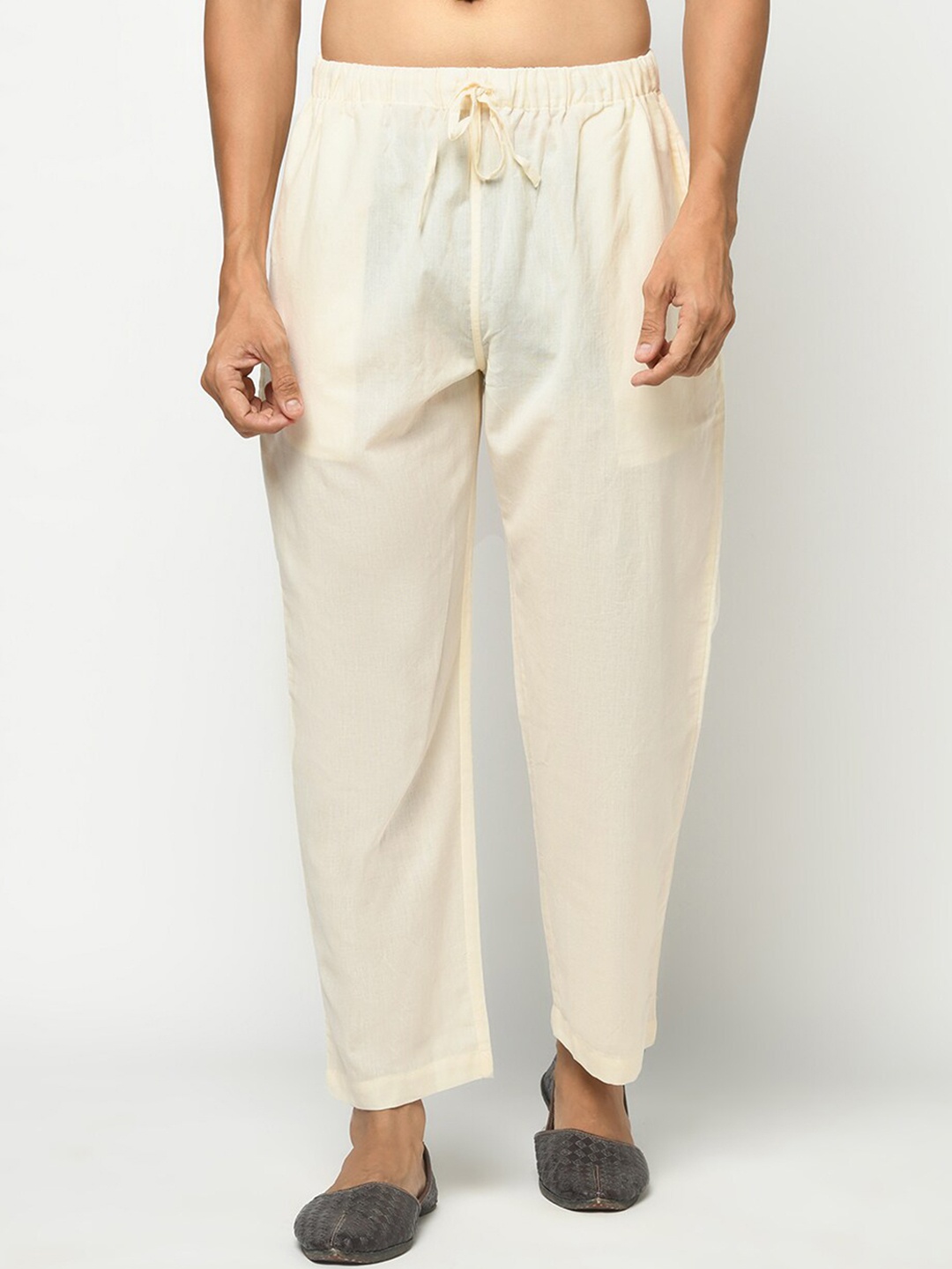 

Fabindia Men Cotton Drawstring Comfort-Fit Pyjamas, Off white