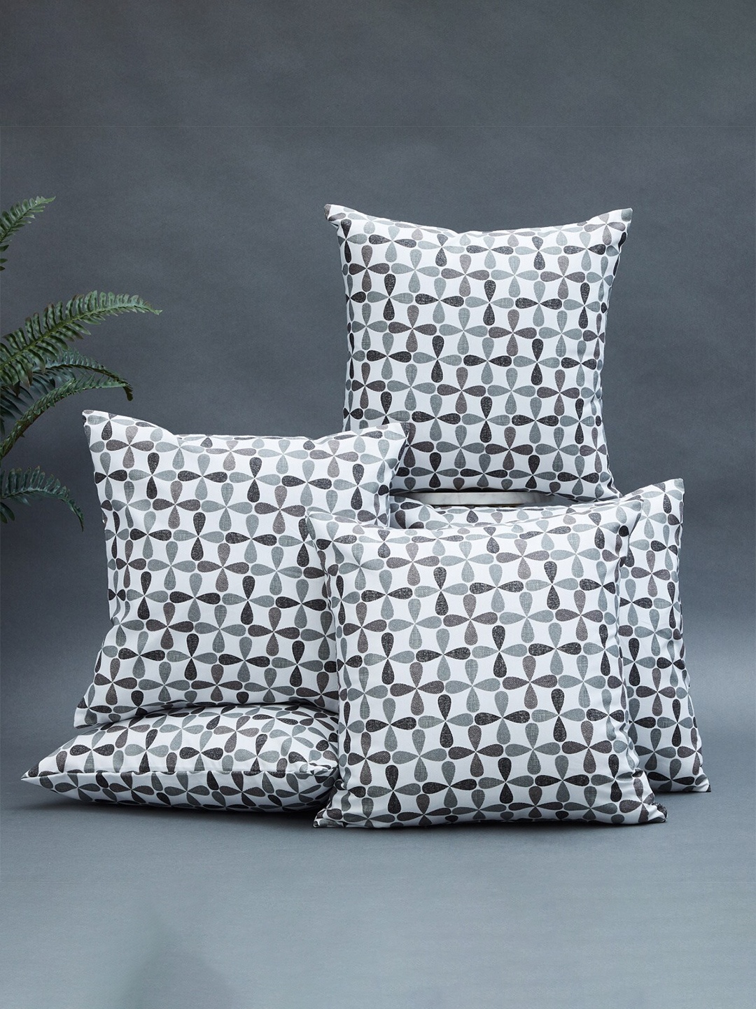 

Home Centre Corsica White & Grey Set of 5 Geometric Printed Square Cushion Covers