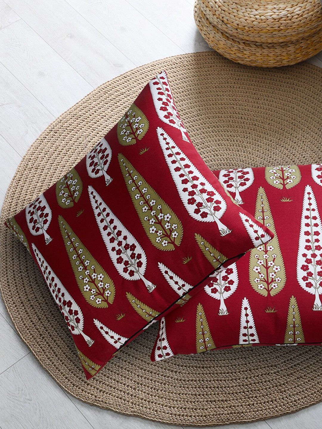 

Home Centre Corsica Classic Red & White Set of 2 Floral Square Cushion Covers
