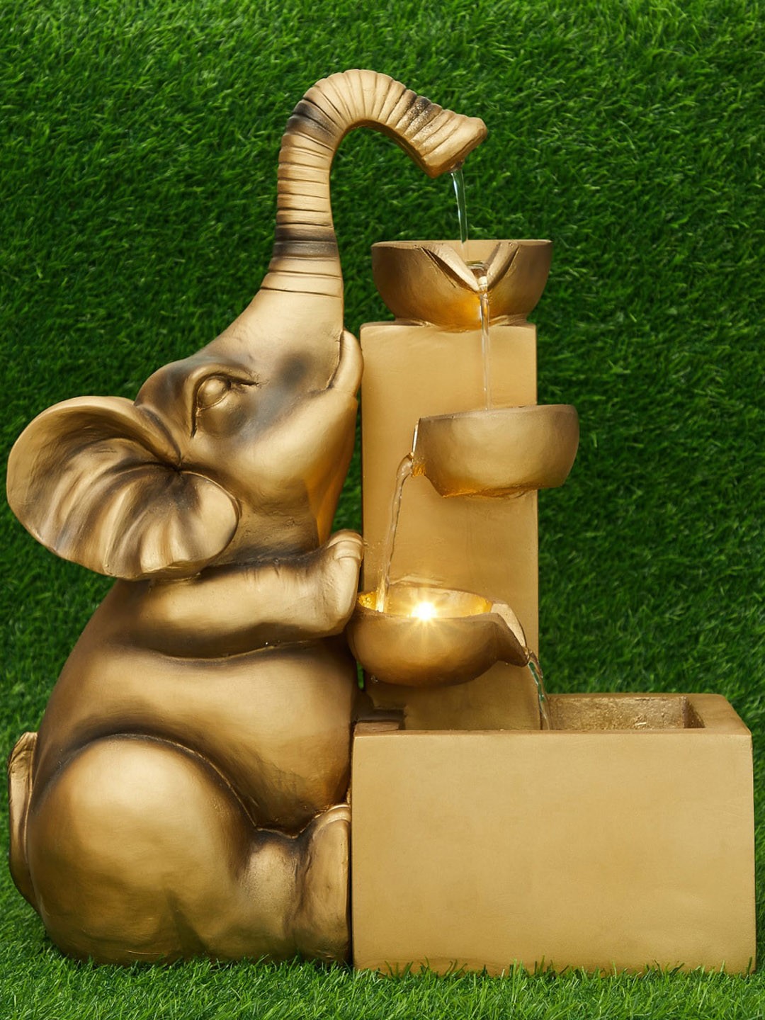 

Home Centre Cascade Fortune Textured Ganesha Fountain Showpiece, Gold