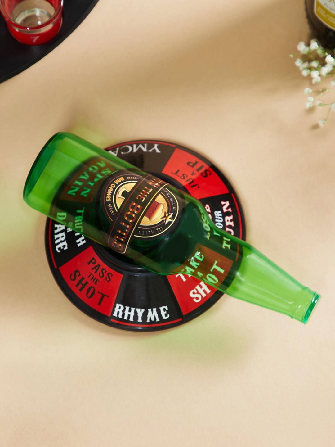 

Home Centre Corsica Razzle Glass Spin The Bottle Game, Green