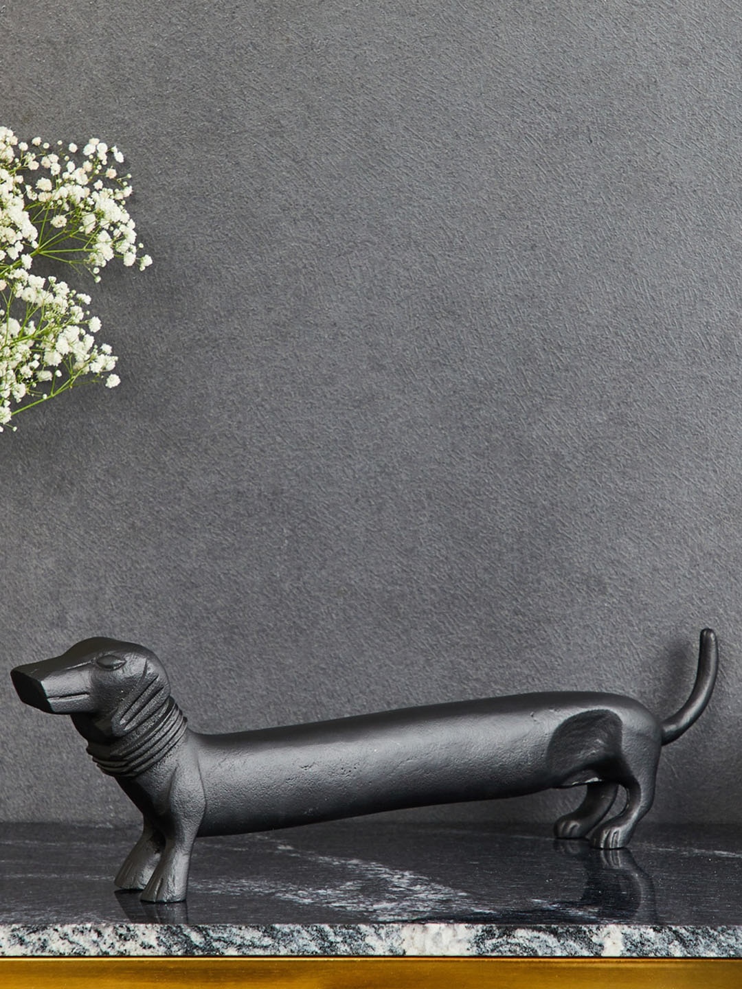 

Home Centre Splendid Mrt Black Textured Dachshund Dog Figurine Showpiece