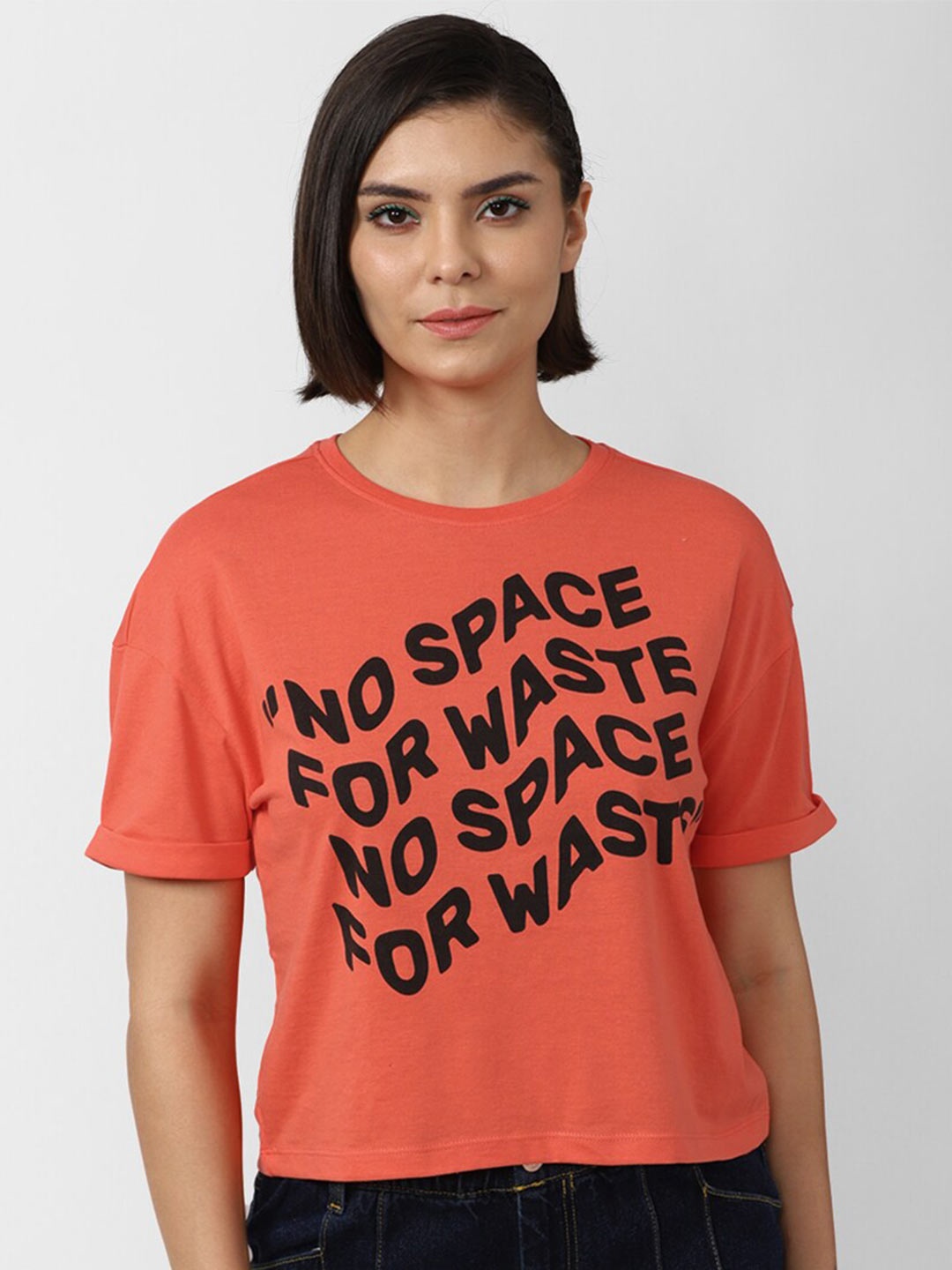 

FOREVER 21 Typography Printed Top, Orange