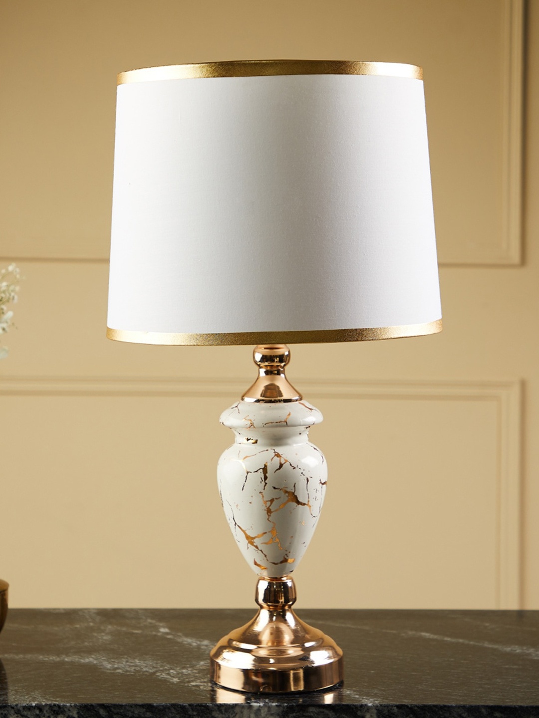 

Home Centre Novelty Flair White Printed Marble Table Lamp