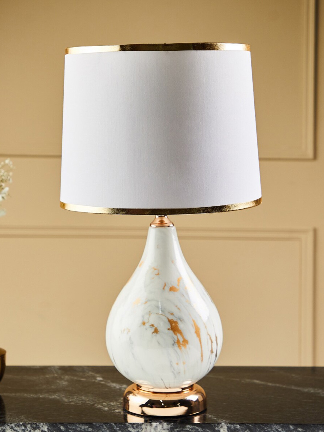 

Home Centre Novelty Flair Printed Marble Table Lamp, White
