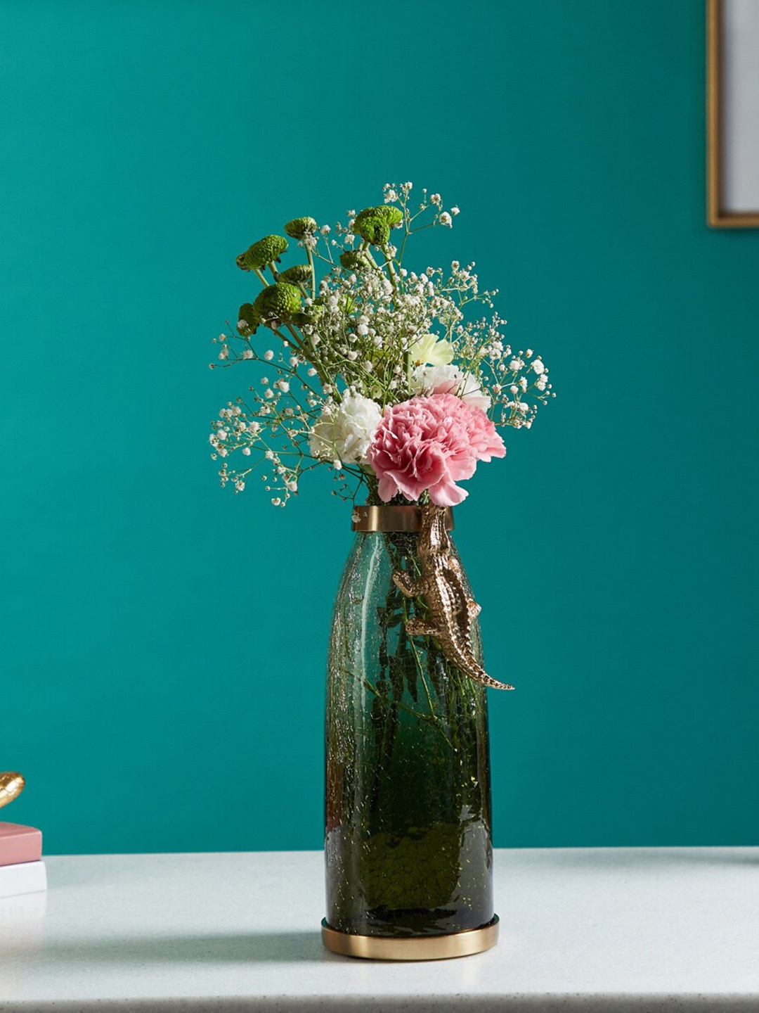

Home Centre Textured Glass Crocodile Narrow Vase, Green