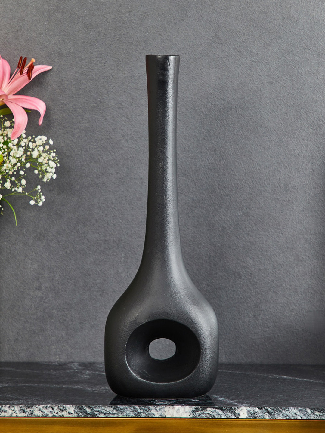 

Home Centre Black Solid Aluminium Flower Vase