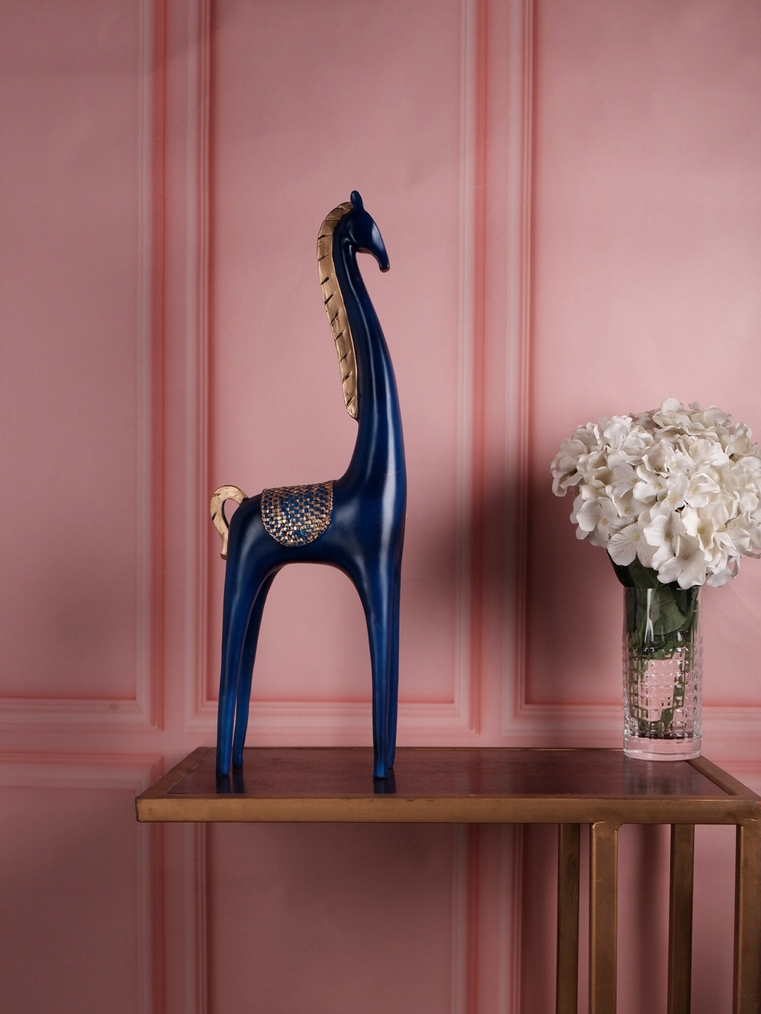 

THE WHITE INK DECOR Blue Giraffe Figurine Showpiece