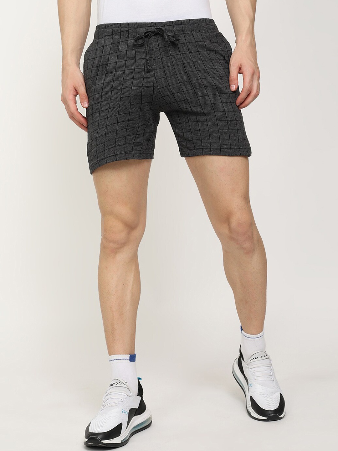 

V2 Value & Variety Men Black Checked Sports Shorts