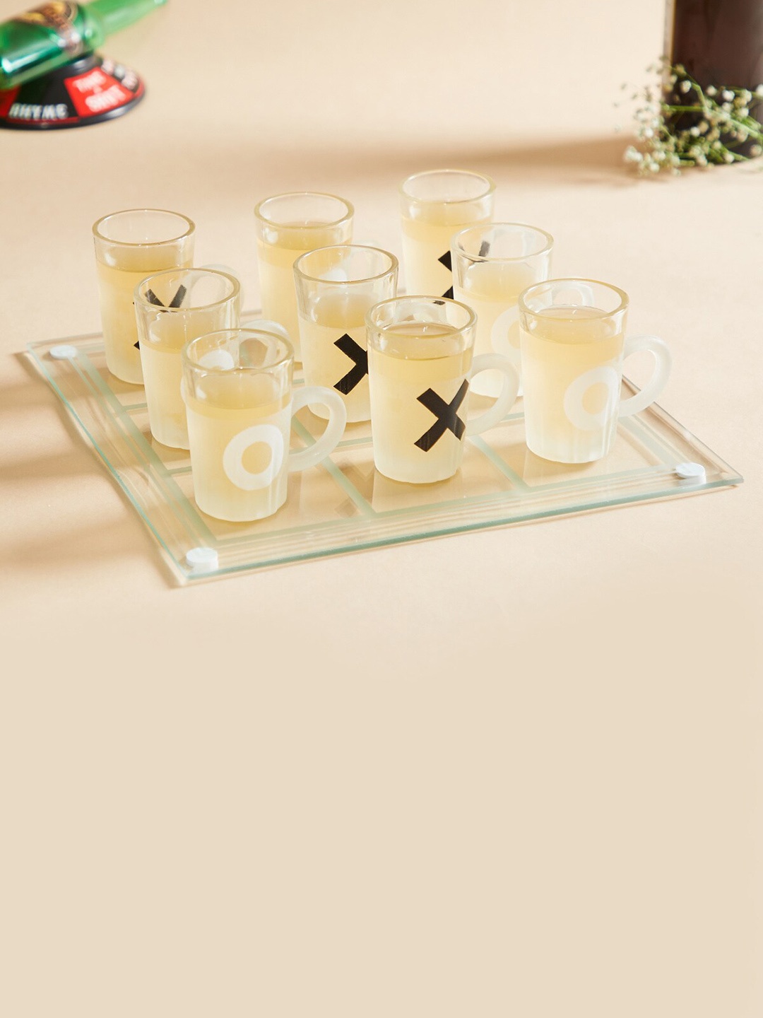 

Home Centre 7-Pcs Printed Tic Tac Toe Shot Glasses with Gaming Board, Transparent