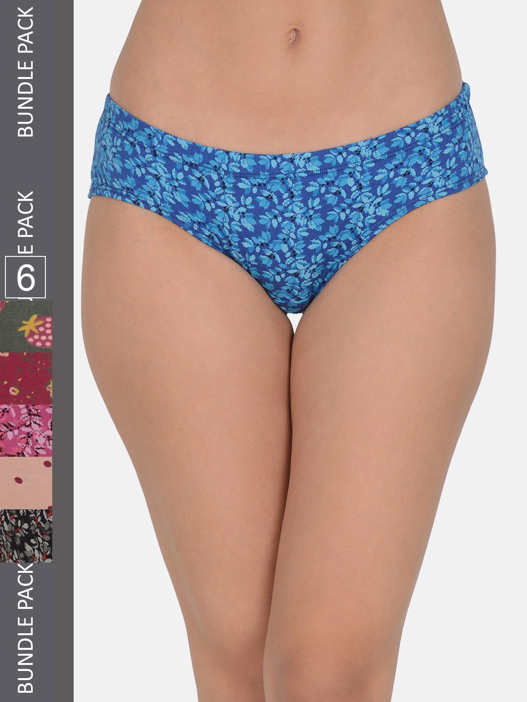 

Leading Lady Women Pack of 6 Printed Hipster Briefs HIP-P-9054-9055-6, Blue