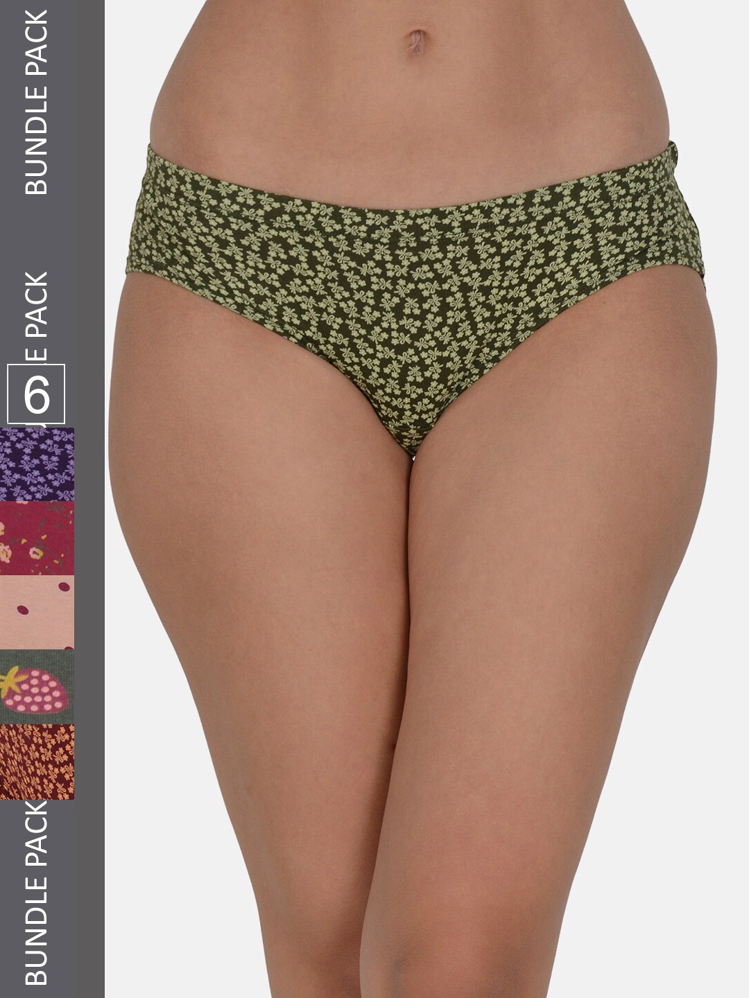 

Leading Lady Women Pack Of 6 Printed Pure Cotton Hipster Briefs, Purple
